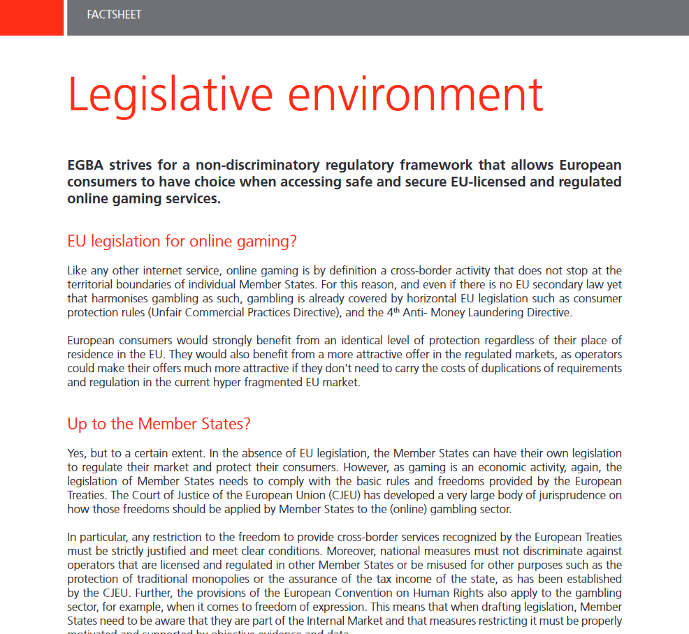 Legislative environment 