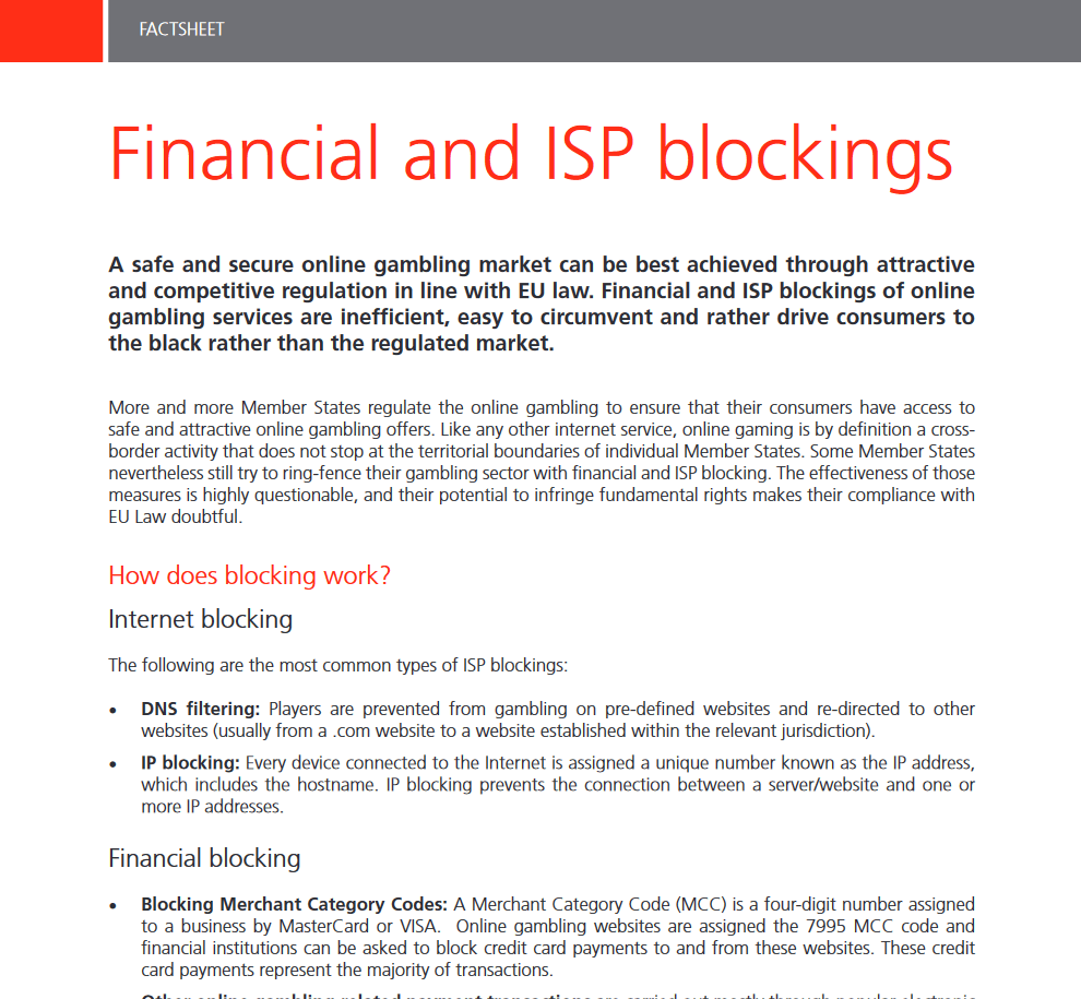 Financial and ISP blockings 