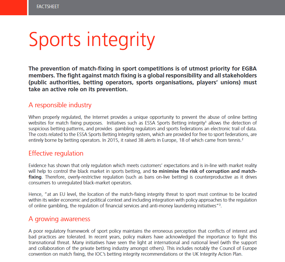 Sports integrity