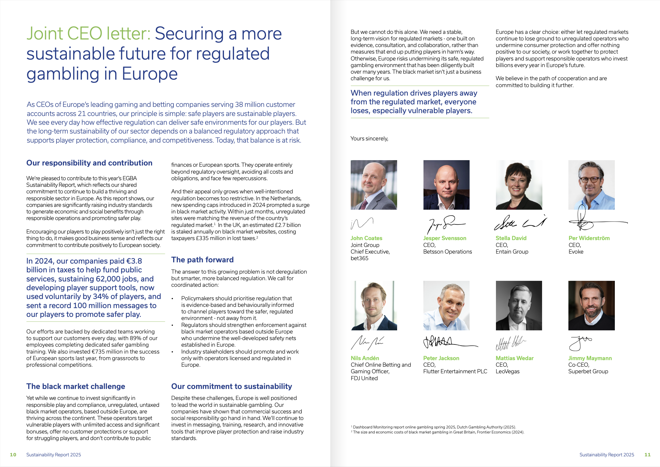 Joint CEO letter: Securing a More Sustainable Future for Regulated Gambling in Europe